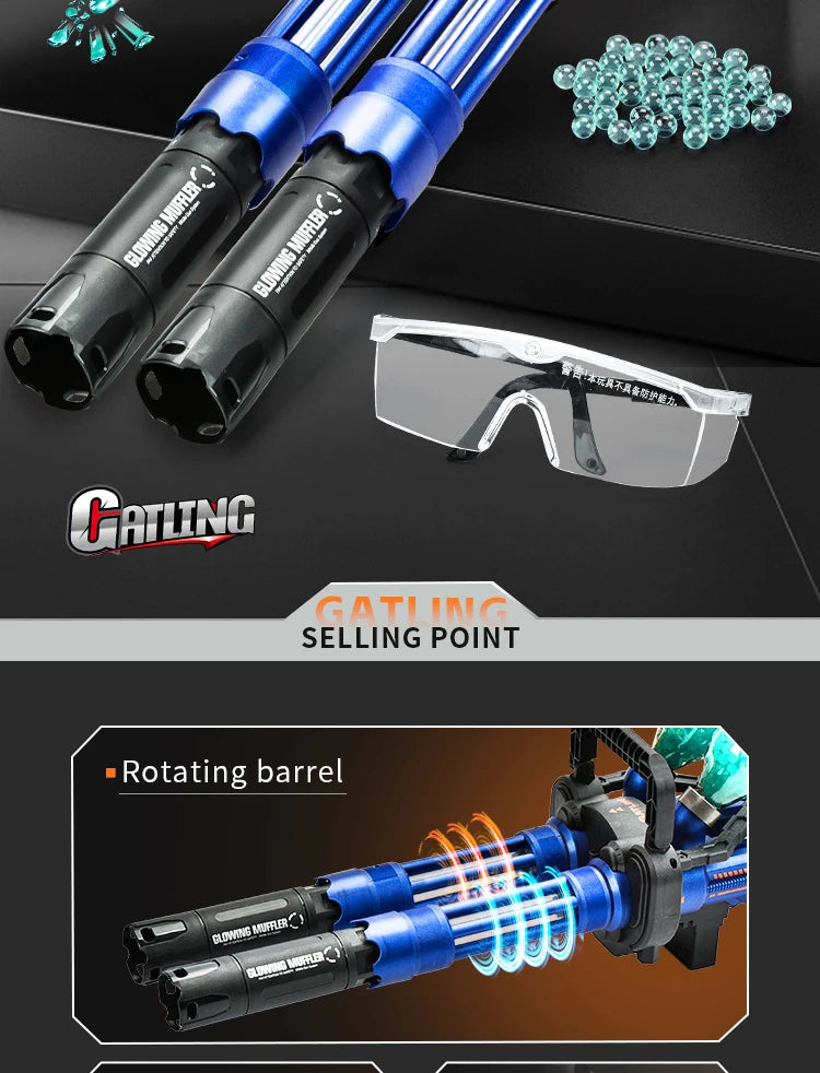 High-Speed Gatling Electric Ball Blaster - Fun for Kids and Adults, Outdoor Game Parties （Excluding water bombs)