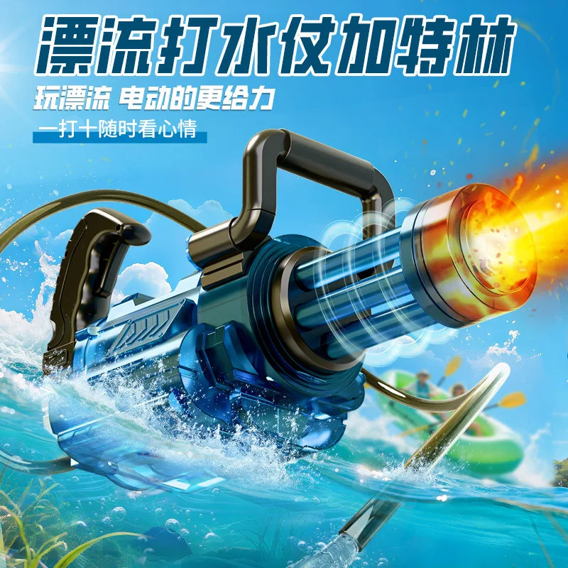 Rotating Gatling Water Gun Large High Pressure Large Capacity Backpack Playing Water Fight Children's Outdoor Toy