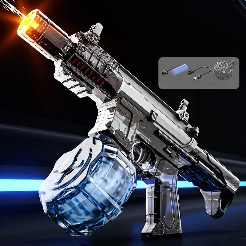 Electric Continuous Water Gun with Light Flame Effect Long Range Water Gun The Water-Sprinkling Festival Water Gun Kids Gifts