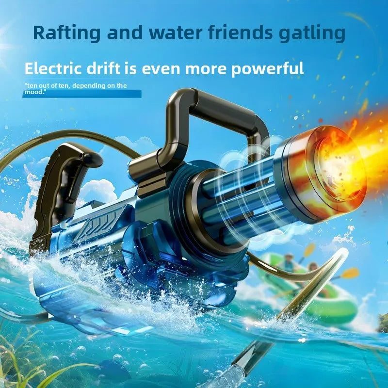 Rotating Gatling Water Gun, High Pressure Large Capacity Backpack Water Blaster for Outdoor Water Fight Children's Toy Gift