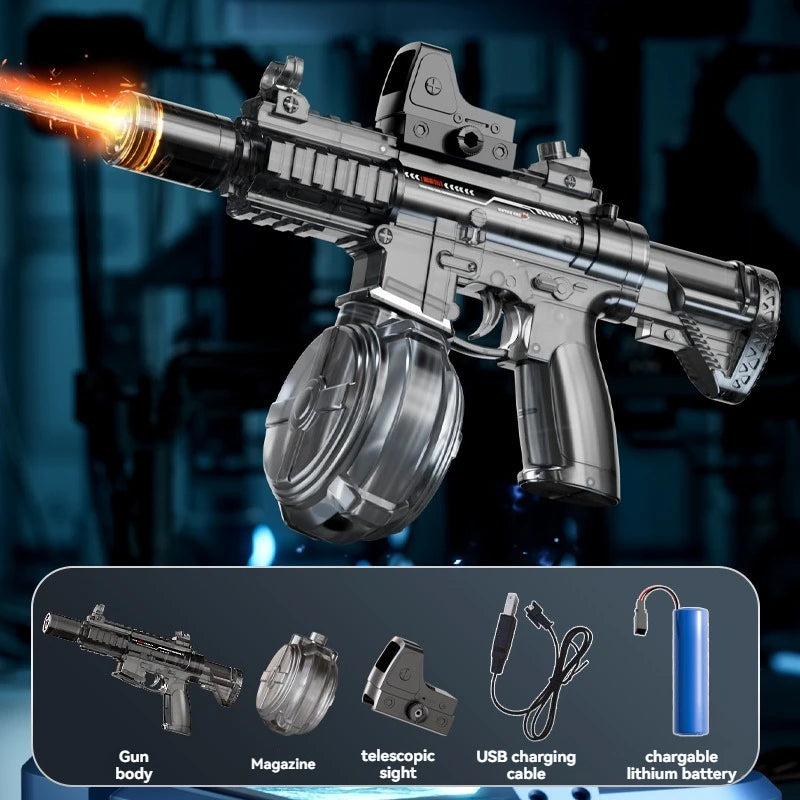 Summer Outdoor Large Capacity Electric Shooting Water Gun Toy, MK3 Large Fully Automatic Water Gun With Lights Gift