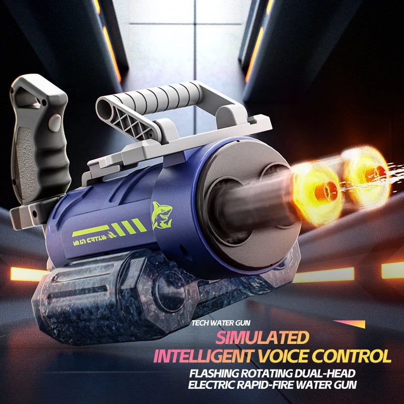 Electric Rotating Water Gun With Bag Double-dazzling Lights Large Capacity Double-nozzle Burst Water Gun Kids Toys Outdoor Game