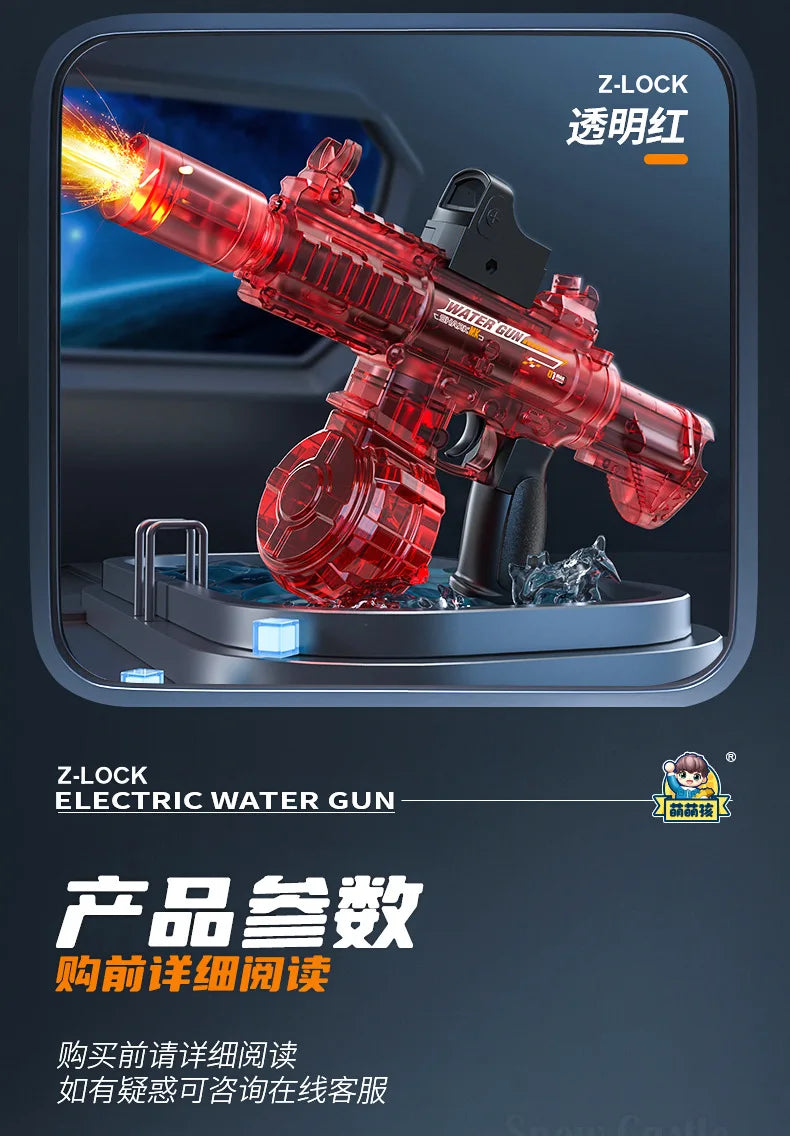 Children's Simulation LED M416 Electric Water Gun, High-Capacity Automatic Continuous Fire Water Gun, Outdoor Summer Toy for Kid