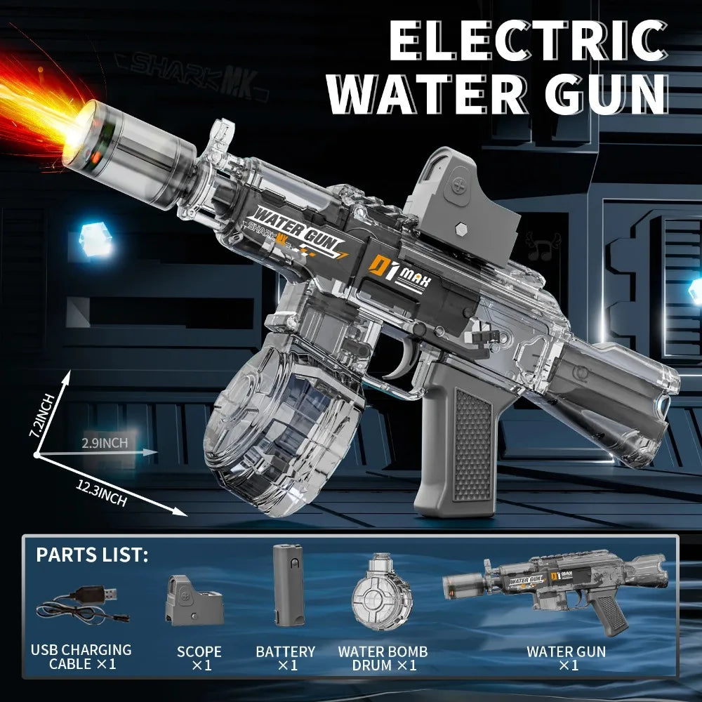 Electric Water Gun Water Blaster High Capacity Long Range Summer Outdoor Beach Water Fight Toy for Kids Boys Birthday Gift