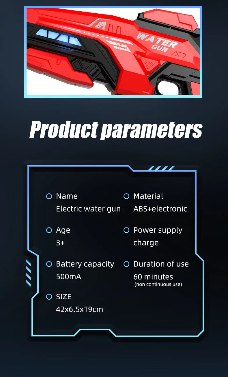 Electric Continuous-Fire Water Gun Toy High-Pressure Long-Range Automatic Water-Suction Spray Gun For Outdoor Children Pool Toys
