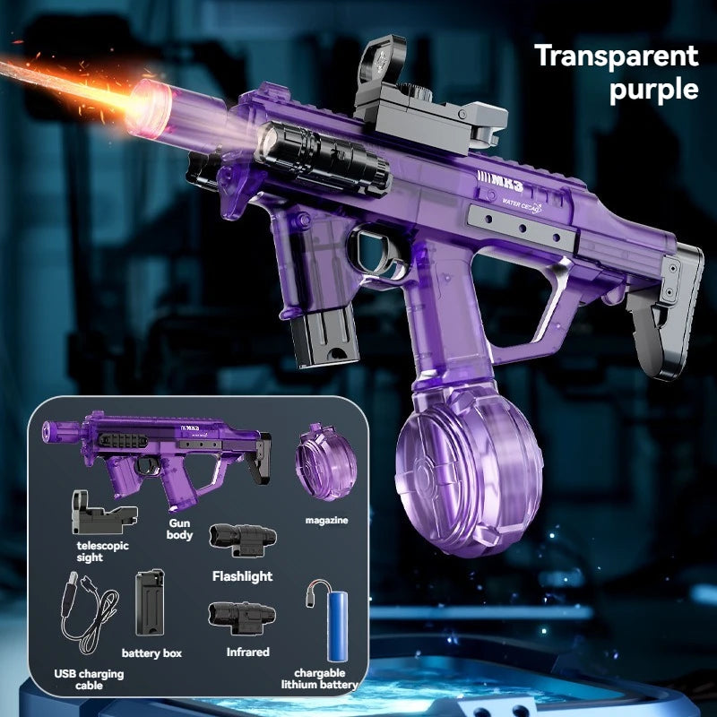 Summer Outdoor Large Capacity Electric Shooting Water Gun Toy, MK3 Large Fully Automatic Water Gun With Lights Gift