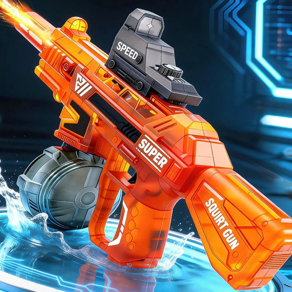 Electric Water Gun With Flame Light Effect High Pressure Rapid Fire Squirt Gun Blaster For Beach Outdoor Water Fighting Play ﻿