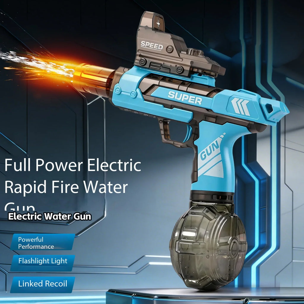 Electric Water Gun With Flame Light Effect High Pressure Rapid Fire Squirt Gun Blaster For Beach Outdoor Water Fighting Play ﻿