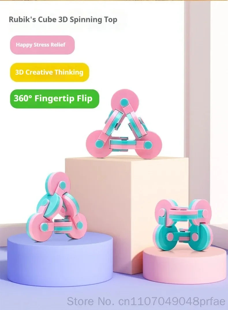 Fidget Flip Gyro 3D Cube 360 Degree Rotatable Fingertip Handheld Stress Relief Toy Creative Novelty For Adult Daily Gift