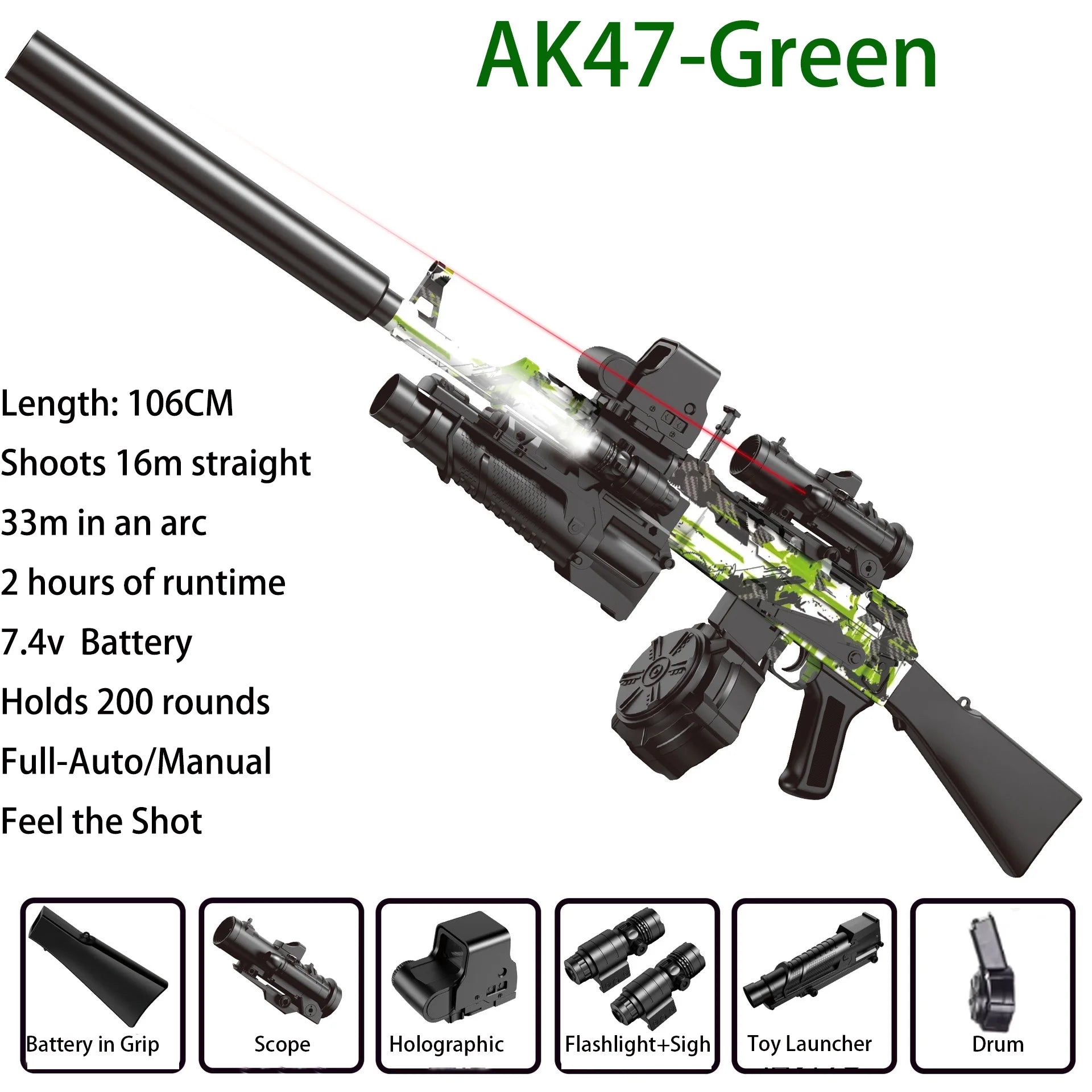 AK47 Style Gel Blaster Gun - Full Auto Electric Gel Ball Blaster Toy for Outdoor Team Shooting Games | Cool Birthday Gifts