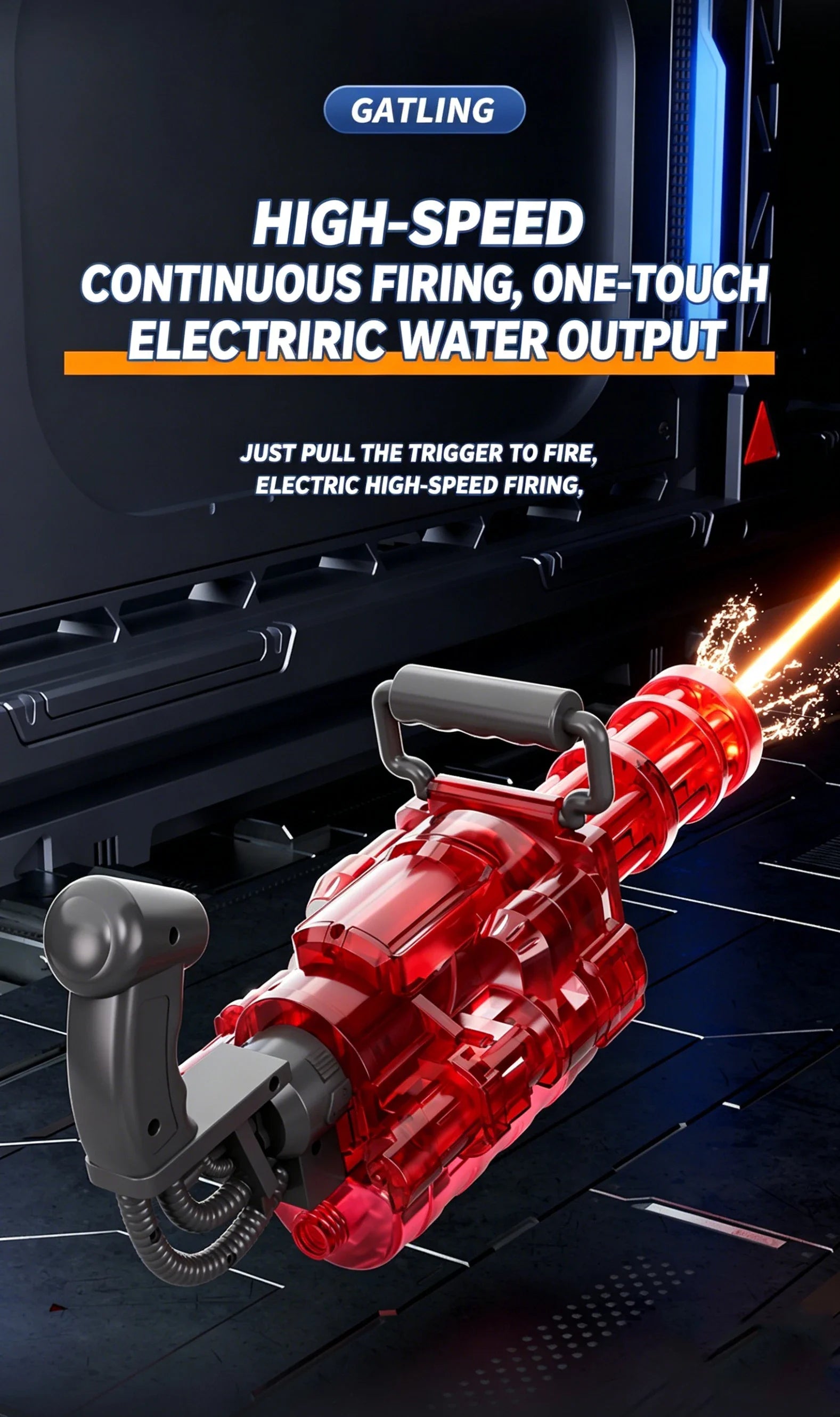 SSAuto Gatling Water Cannon Rotating High-Pressure Large Capacity Gatling Water Gun Toy Adults Outdoor Summer Fun Play Kid Gifts