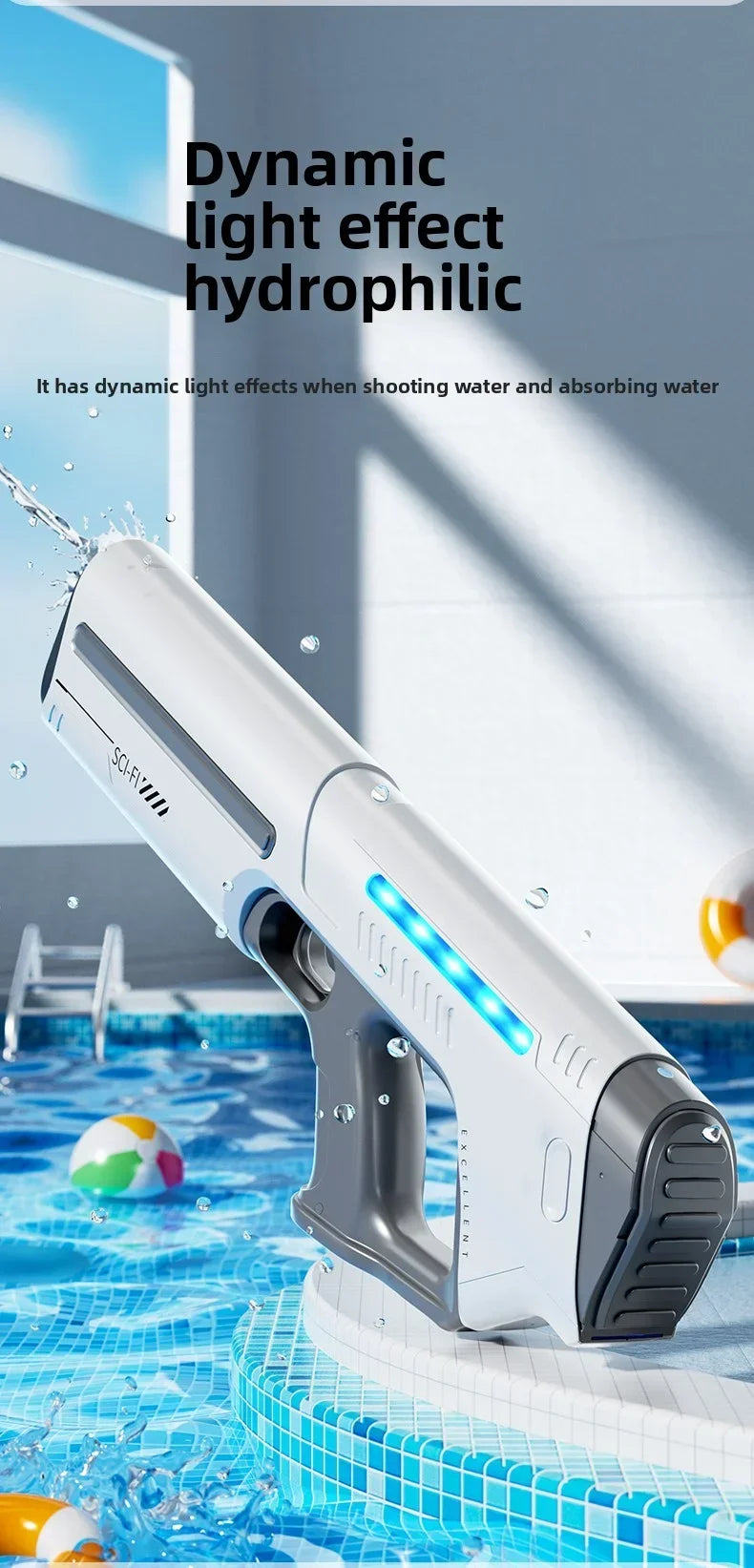 Children Fully Automatic Water Gun Storage Gun Large Capacity Electric Water Absorbing Toy Gun Summer Outdoor Water Toy Gift