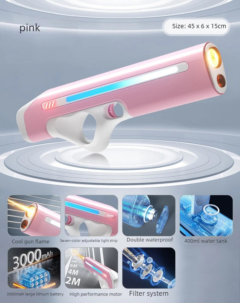 Electric Water Gun Toy Cool LED Automatic Absorb Water Shooting High Pressure Water Spray Summer Outdoor Toy for Adult Boy Gifts