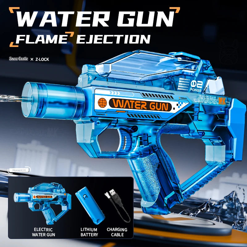 New adult electric water guns with lights, powerful with automatic water, summer outdoor and beach toys, great gifts for kids