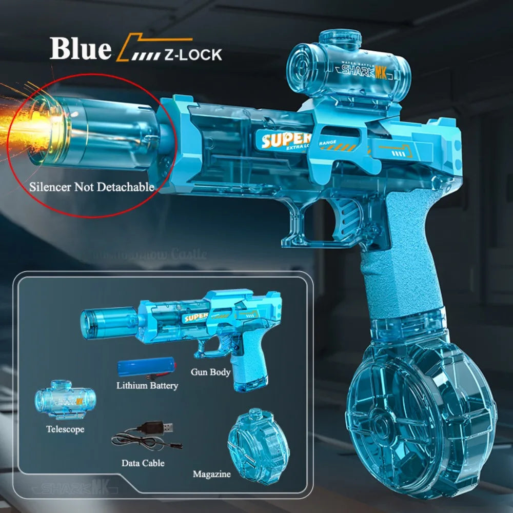 Electric Water Gun Water Blaster High Capacity Long Range Summer Outdoor Beach Water Fight Toy for Kids Boys Birthday Gift