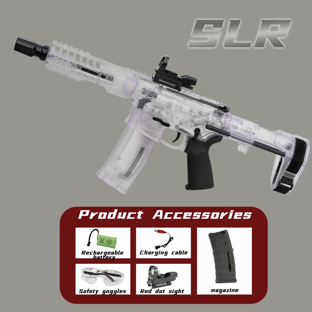 SLR Nylon Electric Gel Ball Blasting Toy Gun, Automatic Splash Ball Blaster, Suitable for Outdoor Shooting Games [No Bullets]