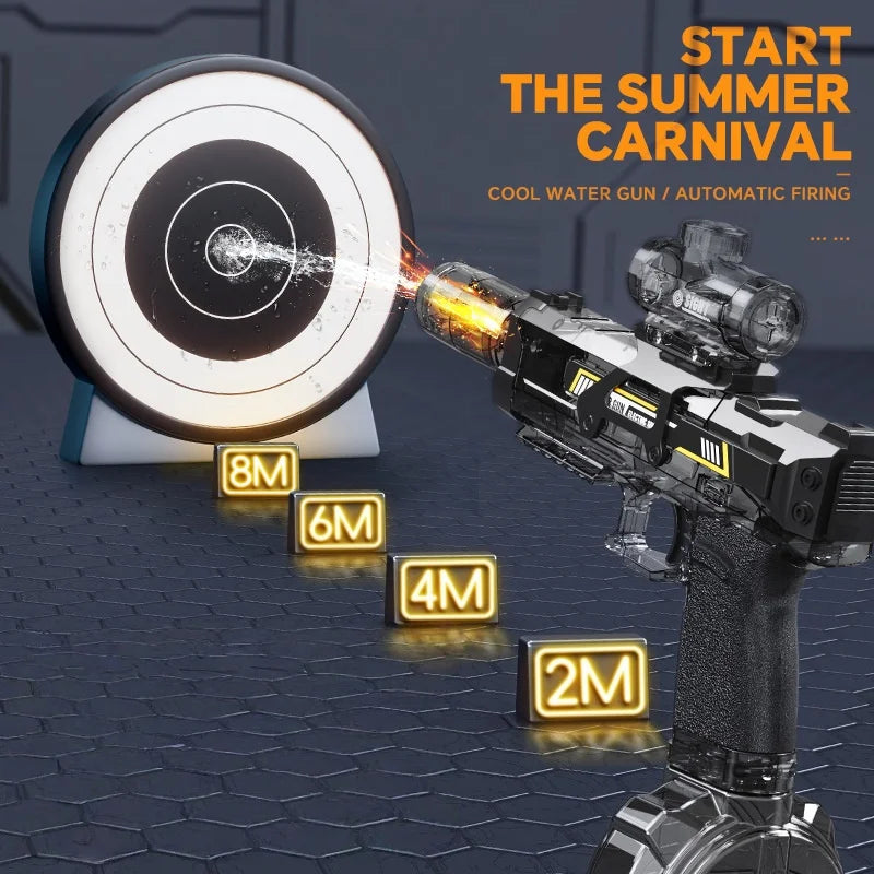 Electric Water Gun Toy With LED Light Large Capacity High Speed Continuous Firing Water Gun Kids Outdoor Pool Battle Game