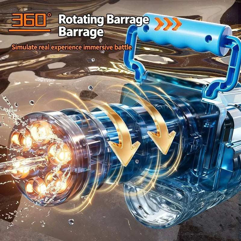 SSAuto Gatling Water Cannon Rotating High-Pressure Large Capacity Gatling Water Gun Toy Adults Outdoor Summer Fun Play Kid Gifts